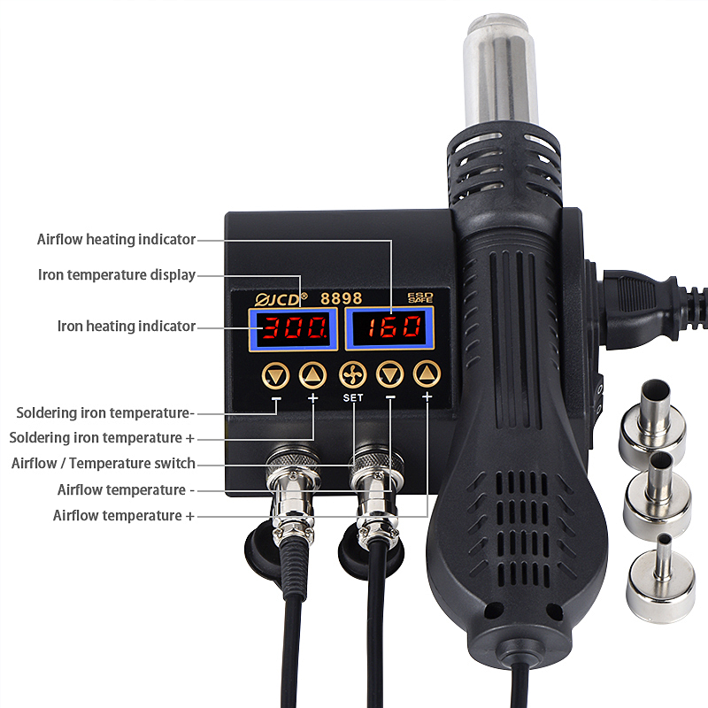 JCD 8898‑16 750W 2‑in‑1 Stasiu - 2 In 1 Soldering Rework Station 750W ulasan dan harga