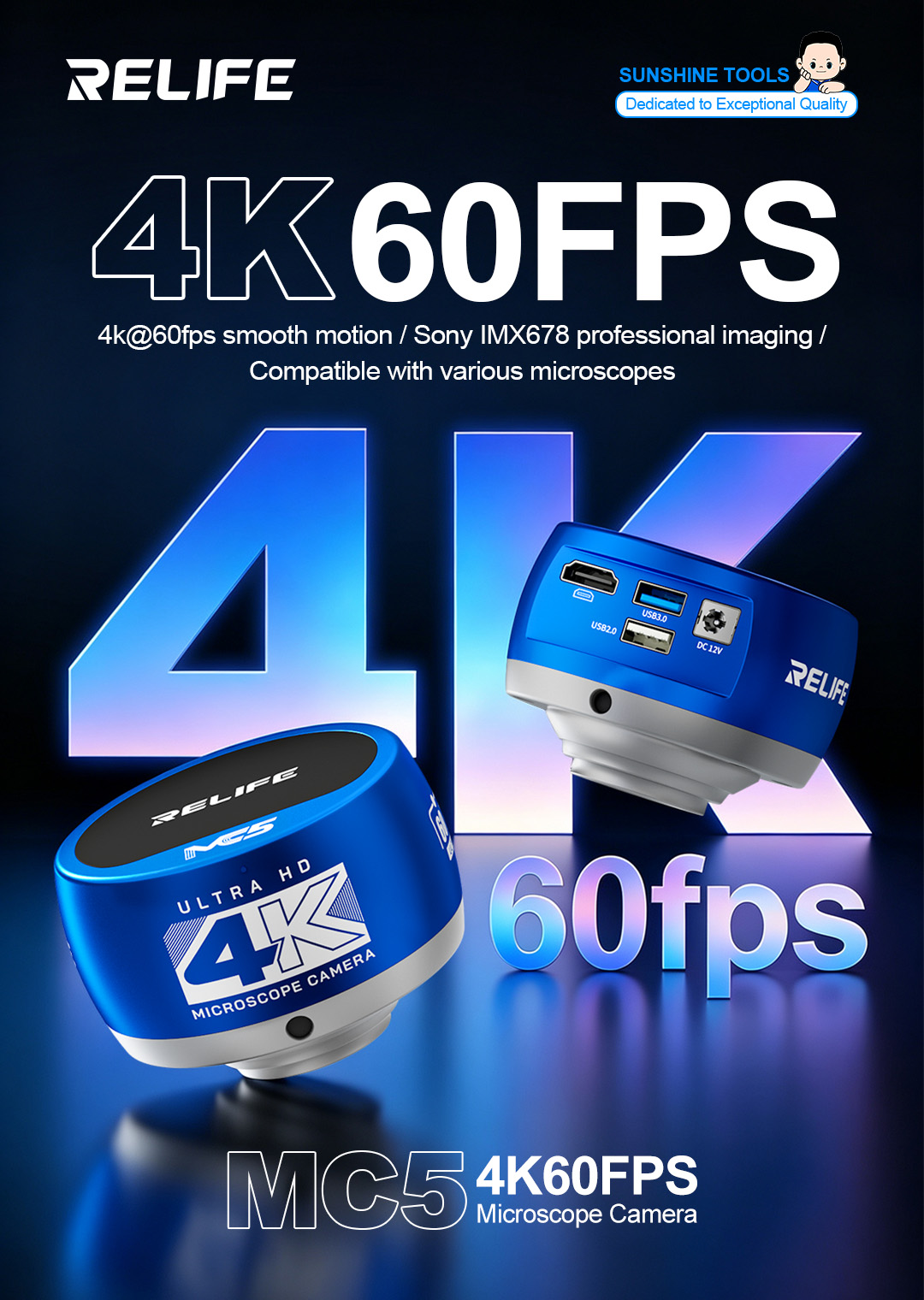 Kamera Mikroskop RELIFE MC5 4K - 4K Microscope Camera Sony Sensor ulasan dan harga