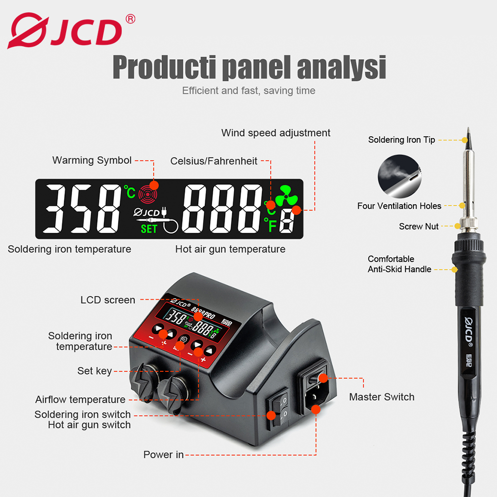 JCD 8898Pro stasiun Solder 2 i - 2 In 1 Soldering Rework Station 750W ulasan dan harga